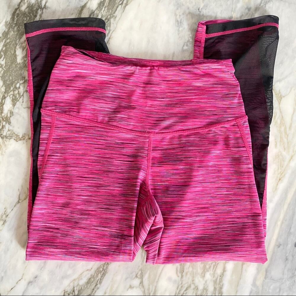 Z BY ZELLA Womens Mesh Cut Out Pink Spacedye Capri Crop High Waist Leggings XS - Picture 6 of 8